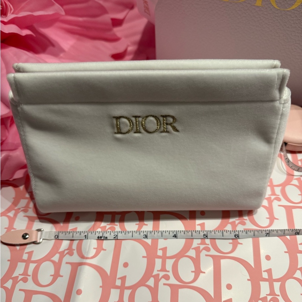 Dior Beauty White Velvet and Gold Cosmetic Bag and Minis - Picture 5 of 9